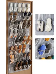 NiHome Over the Door Shoe Organizer with 40 Clear Pockets, Hanging Closet Storage Rack for 20+ Pairs of Shoes, Waterproof PVC Space-Saving Holder for Bathroom, Dorm, Entryway, Laundry, Kids’ Room