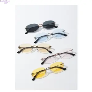Y2K Viral Luxury Aesthetic Shades,Photochromic Gradient Lens Frameless Eyewear,UV400 Anti Glare Sun Protection,Lightweight Stylish Accessory For Beach Party Street Photoshoot Outdoor Daily Casual Dating Fashion Wear