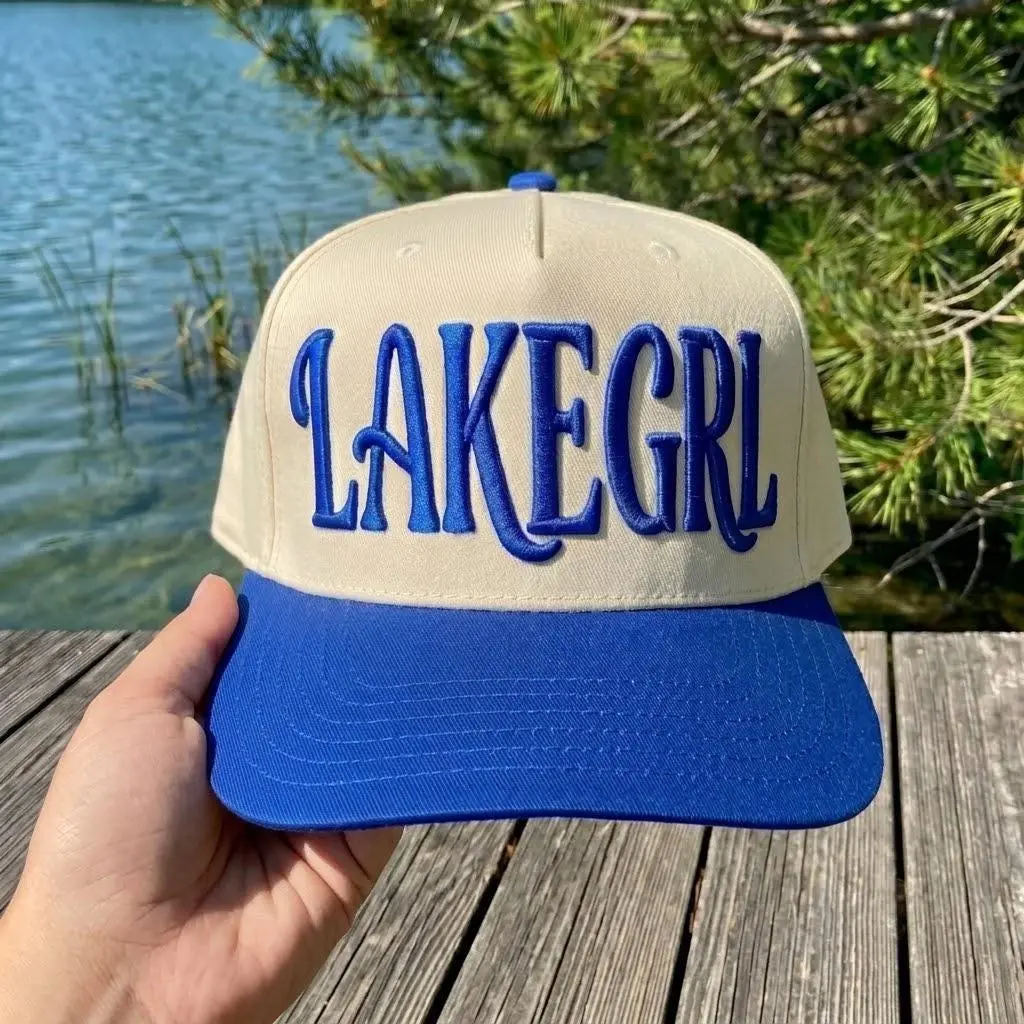 Lake Girl Embroidered Hat, Retro Style Baseball Cap, Cute Summer Accessory, Unisex Adjustable Cotton Hat, Trendy Outdoor Gift For Lake Days