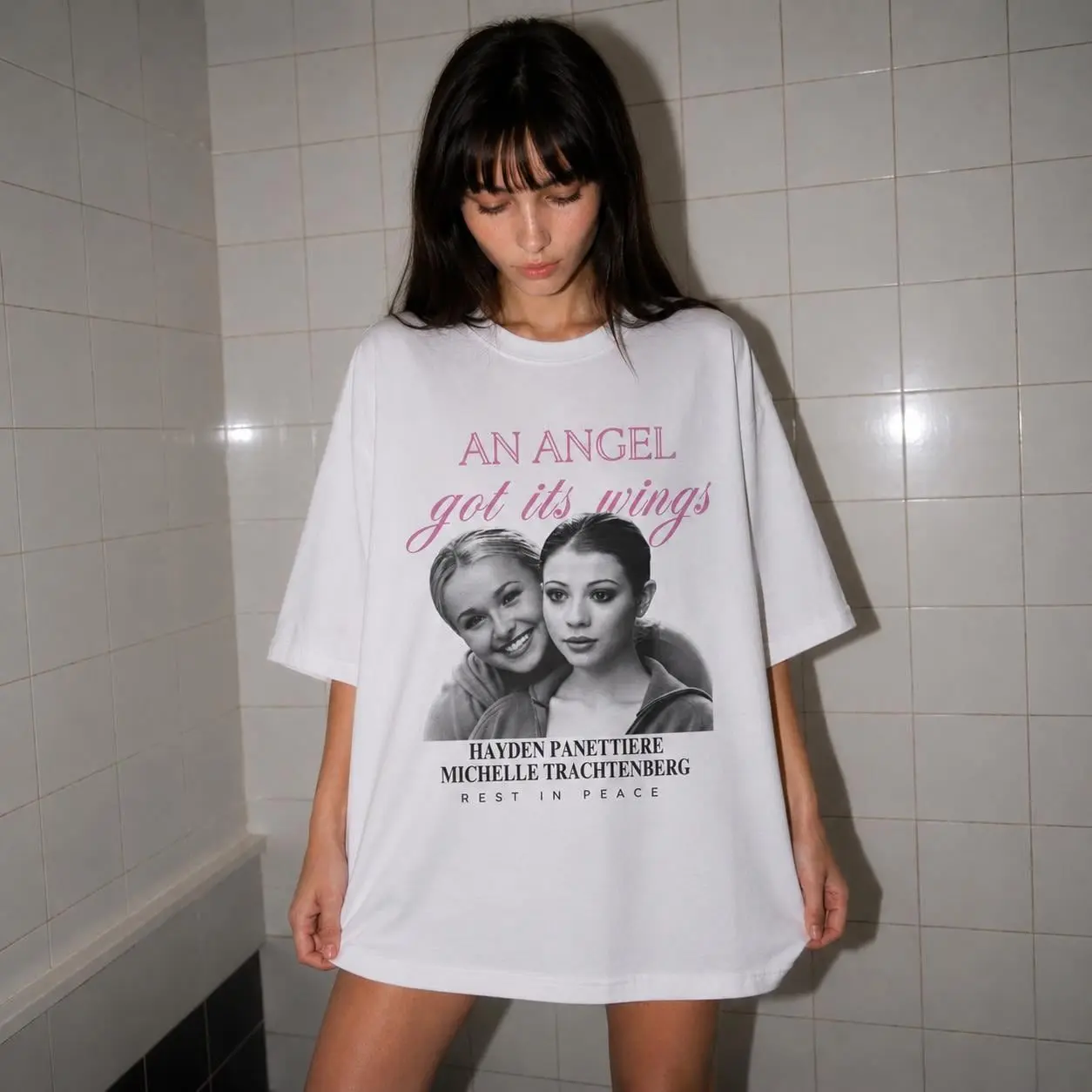 Hayden Panettiere Michelle Trachtenberg An Angel Got Its Wings Tee Shirt, Memorial Tribute Y2K Shirt