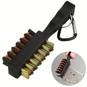 Compact Golf Cleaning Brush with Nylon and Wire Bristles