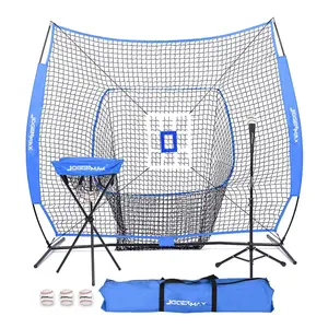 7x7 DLX Practice Net + Deluxe Tee + Ball Caddy + 3 Training Ball/Strike Zone Bundle + Carrying Bag | Baseball Softball Pitching Batting Training Equipment Set