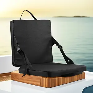 Portable Folding Thick Cushion Chair with Backrest and Removable Pillow - Durable Outdoor Seat Pad for Boats, Cabins, Camping, Music Festivals - Lightweight Compact Design for Square, Stadium, Beach, Picnic, Beach Lounging, Picnic Essentials, Compact Fol