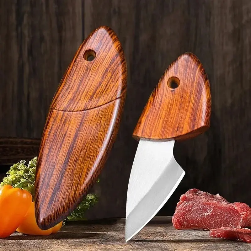 Compact Portable Mini Kitchen Knife - 18g Lightweight, Rust-Resistant, Sharp Multi-Purpose Blade, Natural Wood Finish, Ideal for Camping, Travel, Great Gift Idea