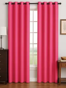 Luxury Glow Faux Silk Curtain Panel – 2 Panel Set, Each 54x84”, 8 Grommets, Elegant Light Blocking Drapes for Bedrooms Living Rooms -Hot Pink