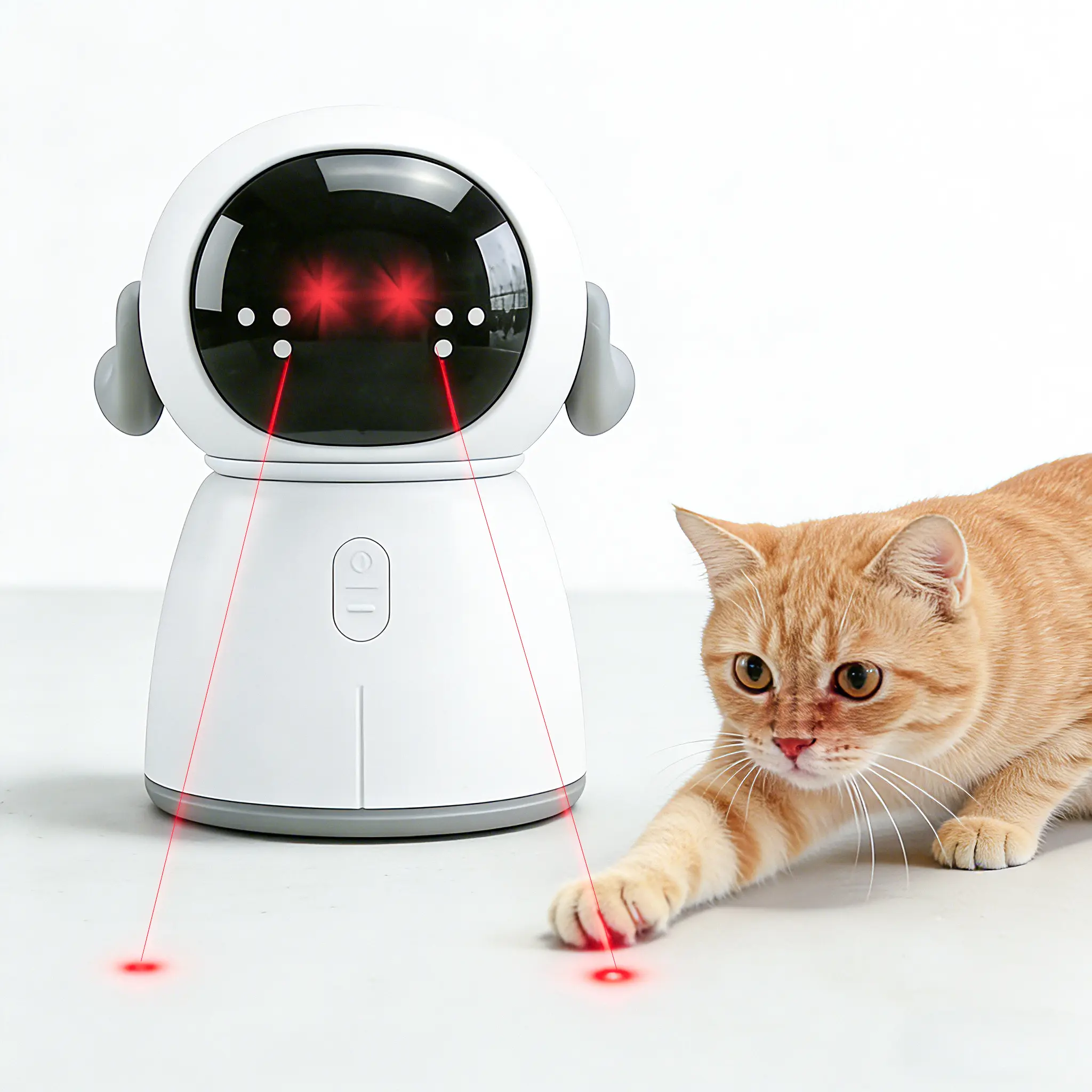 Fuufome Indoor Cat Laser Toy - Rechargeable Interactive Toy with Dual Lasers, Motion-Activated No-Teaser Fun for Bored Indoor Adult Cats