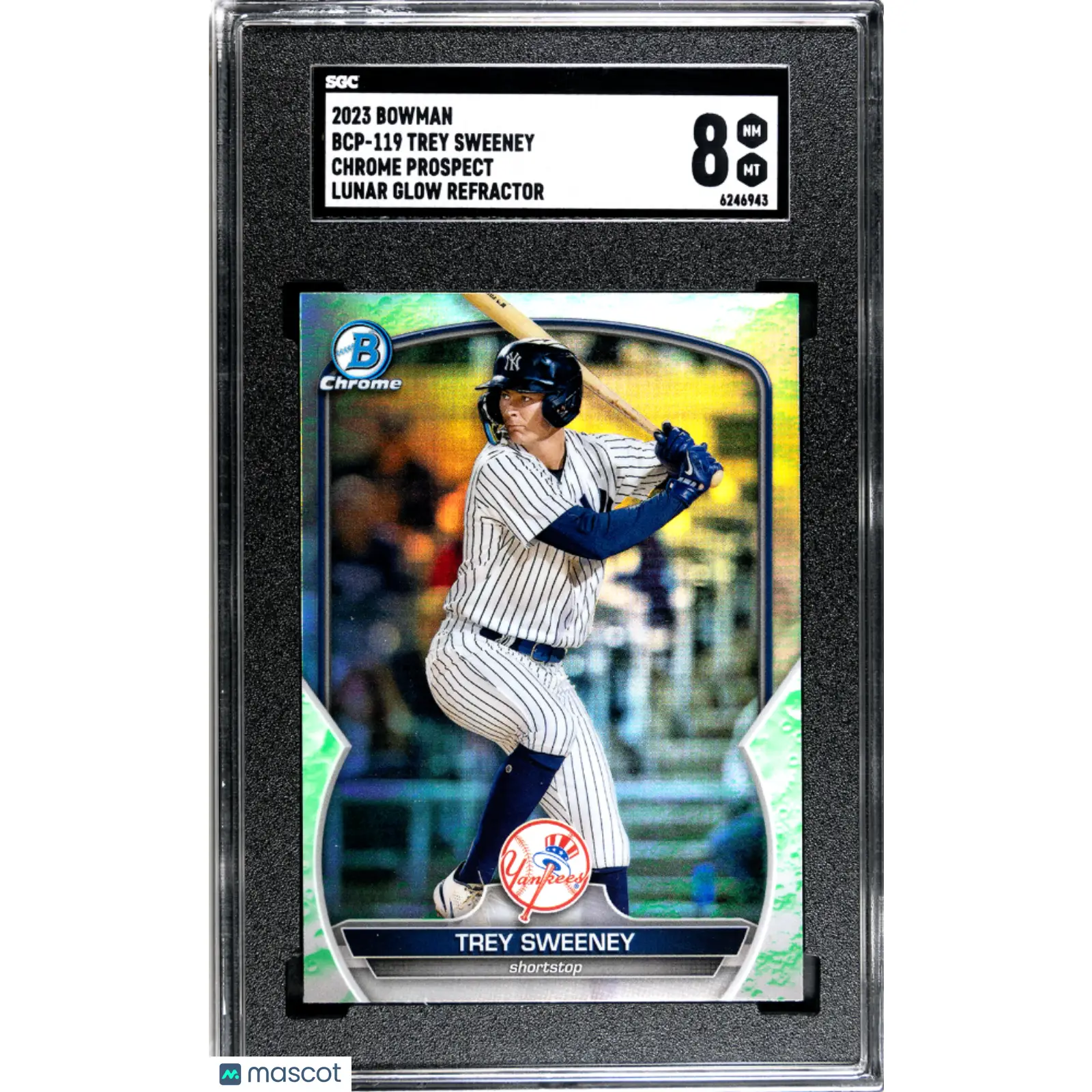 Trey Sweeney SGC 2023 Bowman #BCP 119 CHR. Pros. Lunar Glow Refractor 8