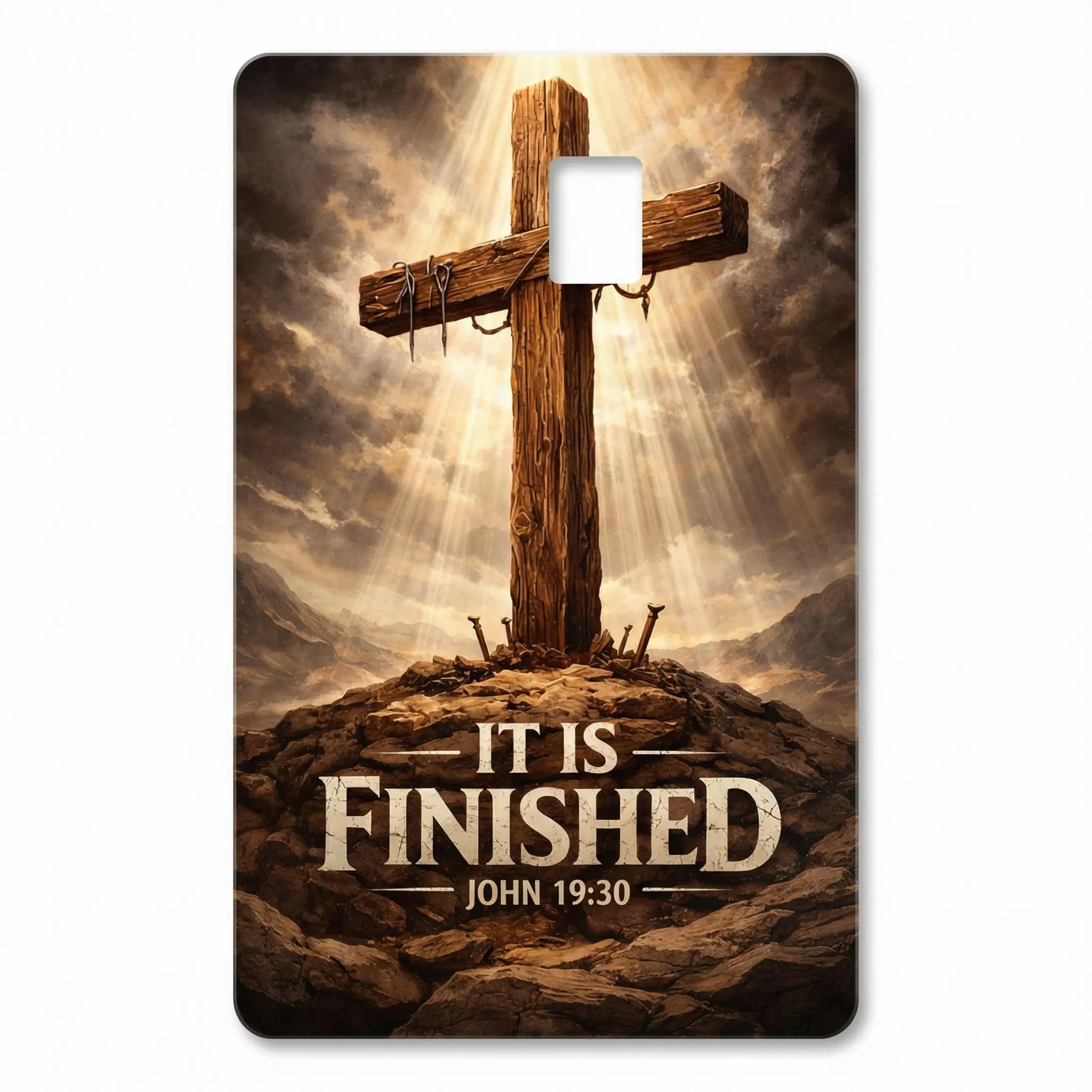 Christian Card Skin Holographic | It Is Finished | John 19:30 Cross Debit Card Skin | Easter Card Cover | Christian Gift