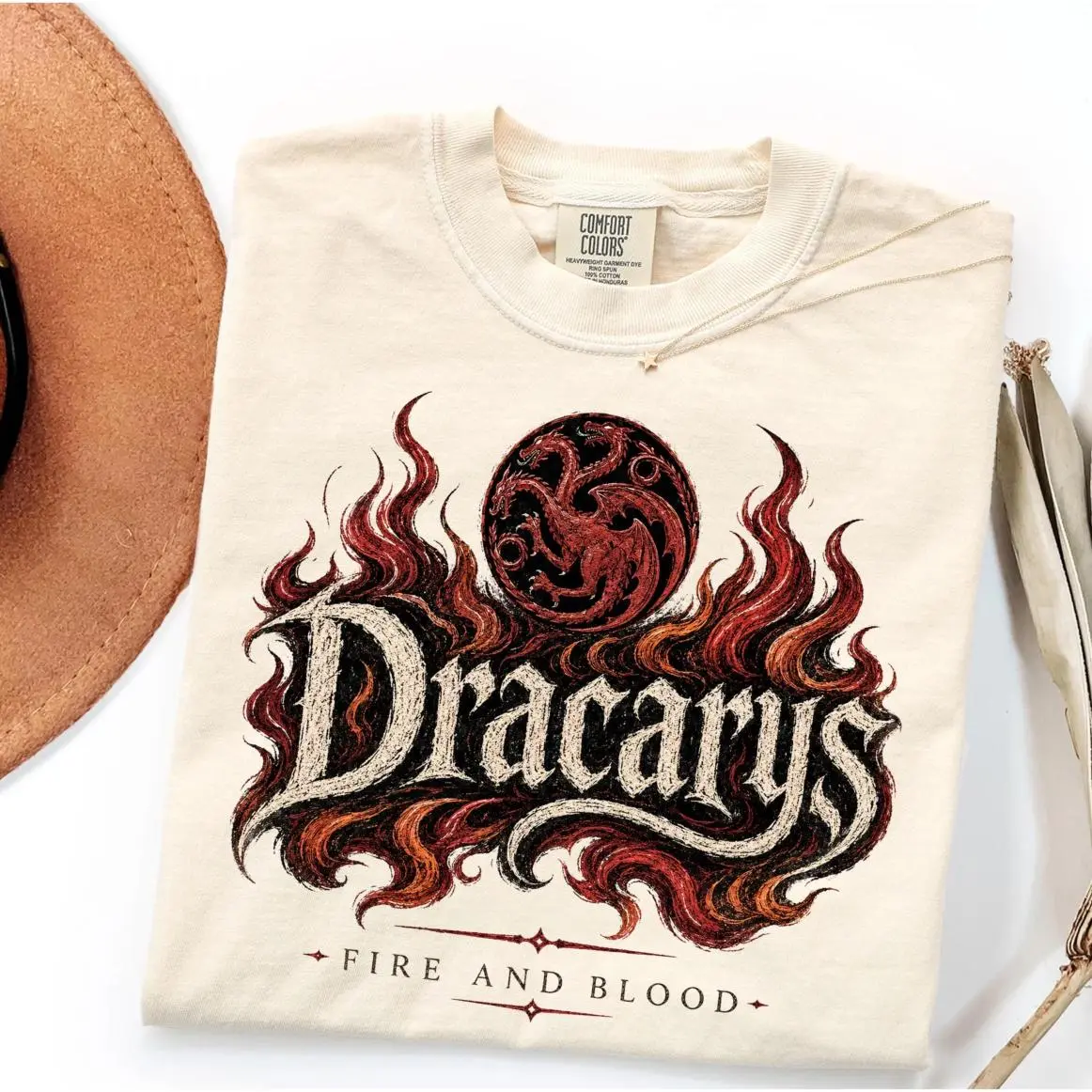 Dracarys Shirt, Fire and Blood T-Shirt, House Targaryen Inspired Tee, Dragon Fantasy Shirt, Team Black HOTD Fan Gift, Medieval Gothic Tee, Timeless Appeal, Simple and Clean, Layer-Friendly, Works in Any Weather