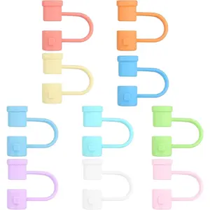 10 count  Straw Cover Set  Drinking Straw Toppers Compatible with 6-8mm Straws 10 Colors   for Traveling, Picnicking, Fitness, Party Decoration and Protection