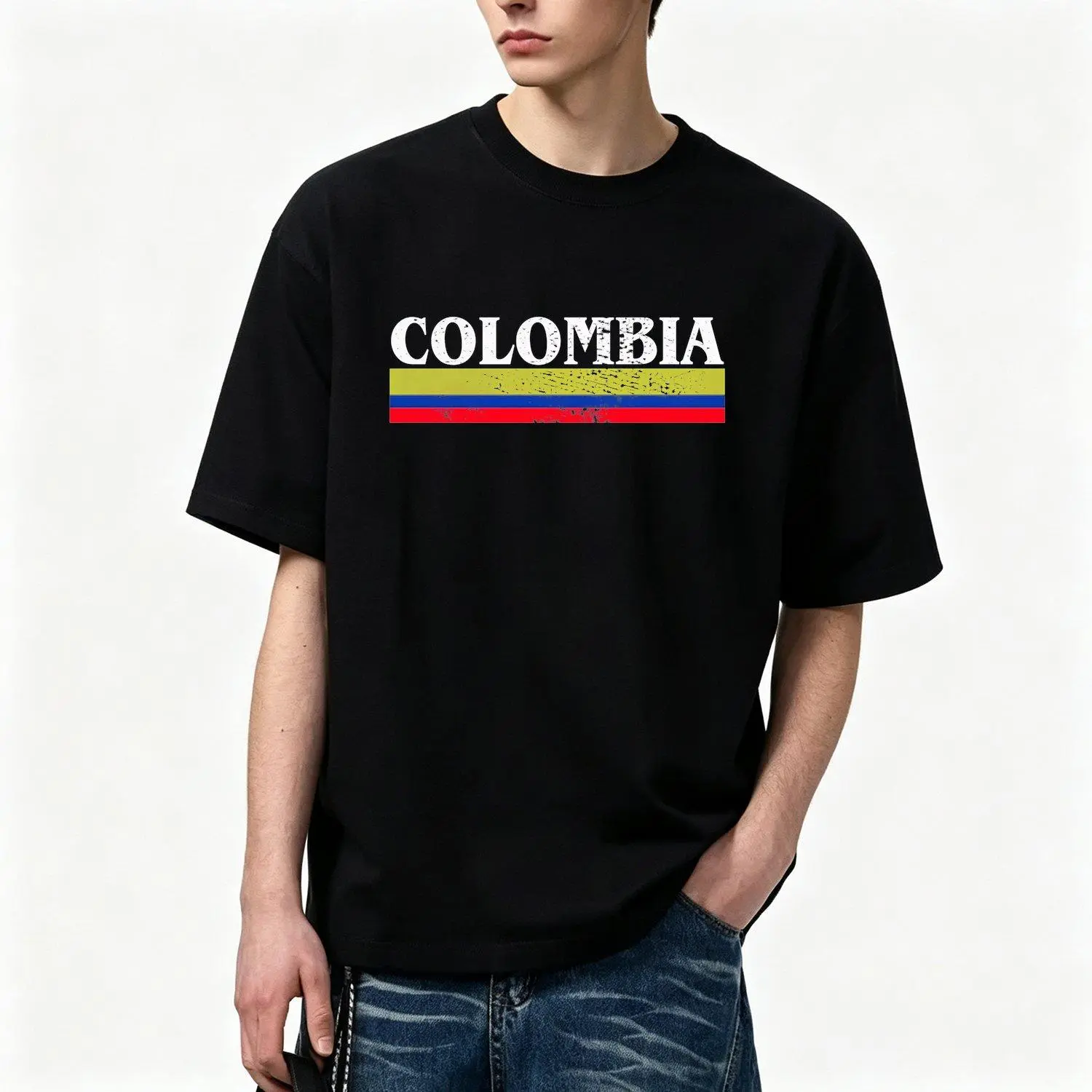 Men's Short Sleeve T Shirt Colombia Flag Colombian Pride Country Graphic Tee Casual Comfortable Stylish Apparel