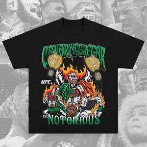 Notorious Conor McGregor UFC Graphic Tee Conor McGregor T-Shirt Premium UFC Shirt Short Sleeve Crew Neck Soft Cotton MMA Shirt Perfect Gift for UFC Fans MMA Fans American Made Fightwear