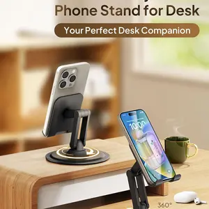 GruEEK Cell Phone Holder Height and Angle Adjustable Cell Phone Holder, Universal Holder for Leisure, Business, Office, Home with Anti-Slip Base and Convenient Charging Port, Fits All Smart Phones Cellphone Smartphone Stand Mount