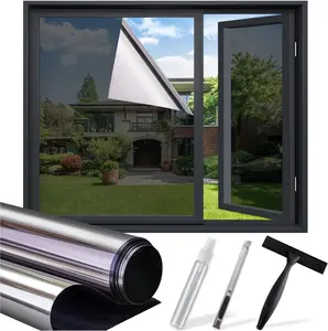 Window Tint for Home, One Way Privacy Film Heat & UV Blocking, Static Cling No Glue Renter Friendly Cover for Home Bedroom, Office & Sliding Glass Door, 17.5 x 78.7 Inch with 3 Tools, Black