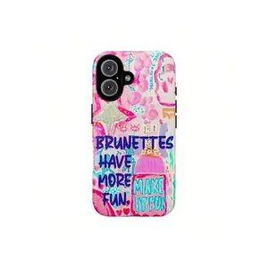 Brunettes Have More Fun Phone Case Make It Fun Pink Collage Summer Cute Girls Phone Case Phone Cover Hard Case Tough,Suitable For IPhone17/IPhone17 Air/IPhone17 Pro/IPhone17 Pro Max/16 Pro Max/15 Pro Max