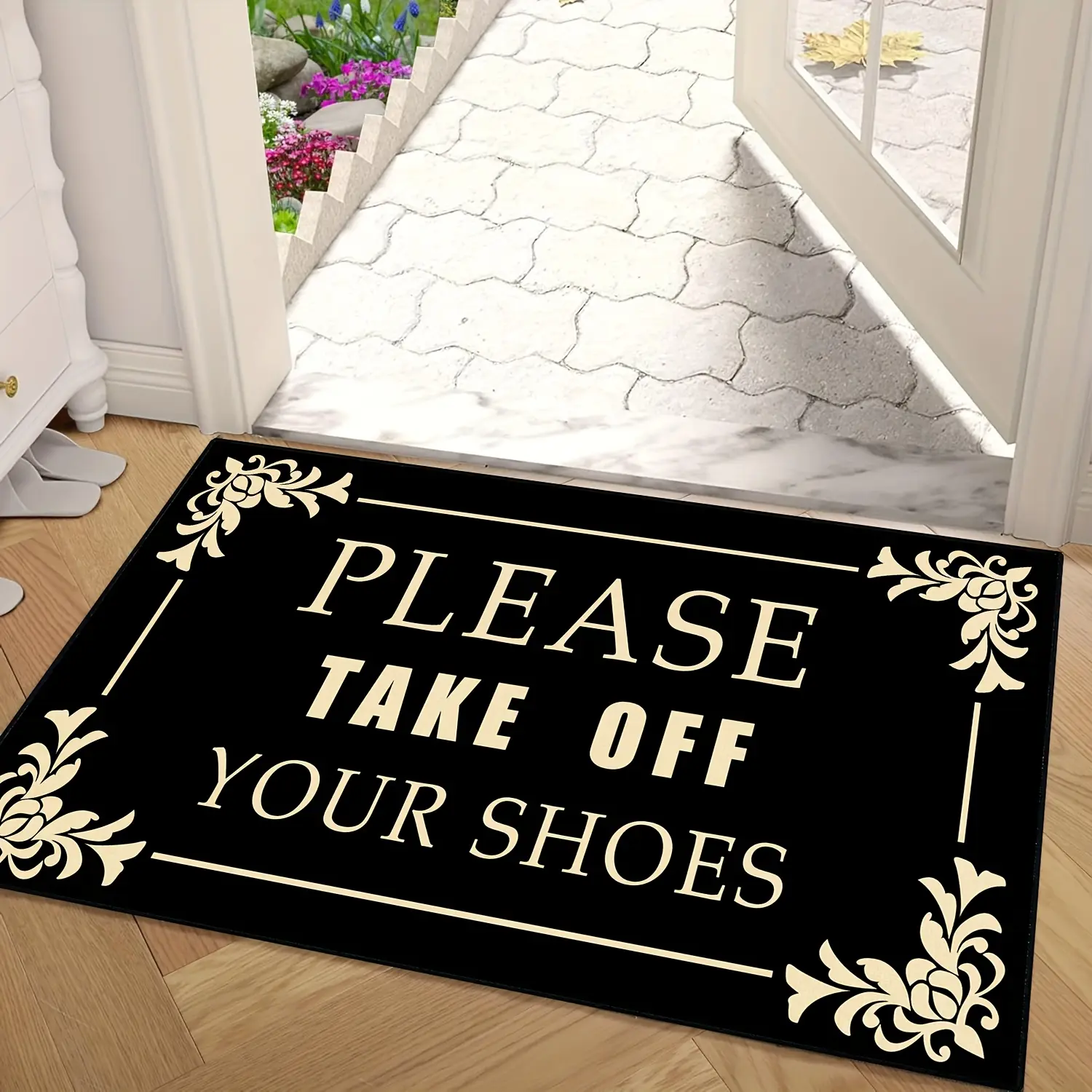 Please Take Off Your Shoes Diatomaceous Earth Door Mat Super Absorbent Entryway Rug Non Slip 1000gsm Tech Fabric Indoor Floor Carpet for Home Decor