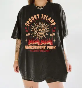 Spooky Island Amusement Park Shirt, Retro 2000s Halloween Movie Shirt,Disco Skull,Summer Spooky, 90s Nostalgia Halloween Shirt for Halloween