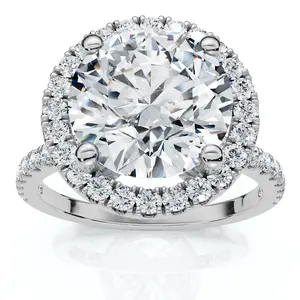3 1/2Ct Diamond Halo Lab Grown Engagement Ring in White, Yellow or Rose Gold