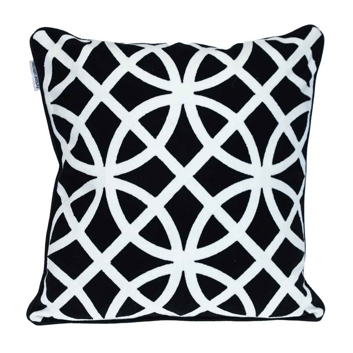 HomeRoots 529284 Comfy Cushions - 18x18 in. Black Cushion Cotton, Super Soft 100% Cotton, Embroidered Geometric Design, Zippered Creative Decorative Pillow, Creative Decorative Cushion