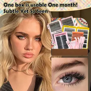 Mixed Length Individual False Eyelashes Kit, DIY Eyelash Extensions, Natural-Looking Eyelash Extensions with Accessories, Self-Grafting Curling Lashes for Women, Makeup Products