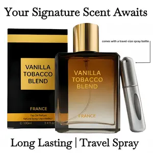 Men's Vanilla TOBACCOBLEND Perfume 3.4oz with Free Travel Spray Bottle - Long Lasting Signature Scent for Versatile Use Eau De Parfum