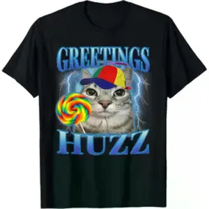 "Cozy Cotton Cat Meme Lollipop Tee - Funny Silly Brainrot Design"