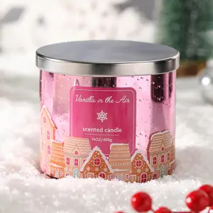 Vanilla Candles Gifts,Vanilla Scented Candles with 3 Wicks,Winter Candle,Holiday Christmas  Decor, Soy Wax,14 oz