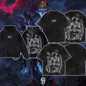 [Shibuya] Igris Solo Leveling Retro Vintage Unisex Oversize Anime Manga Acid Washed Heavyweight Cotton Hoodie, Anime Merch, Gift For Anime Fan, Weeaboo.