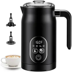 Electric Milk Frother, 4 In 1 Milk Frother and Steamer With Temperature Control, Automatic Warm and Cold Foam Maker for Coffee, Latte, Hot Chocolate, Cappuccinos, Macchiato, Black