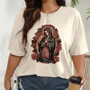 Virgen de Guadalupe Essential Sweatshirt, Virgin Mary Our Lady of Guadalupe Shirt for Women, Retro Virgen Sweater, Cotton Round Neck Tee, Full Sizes, Full Colors, Womenswear Comfort Top Printed