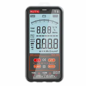 Njty T5 Smart Multimeter, 6000 Counts, Auto Range, DC/AC Voltage, Current, Capacitance, Temperature, Resistance Tester, 10A Current, Ideal for Electricians