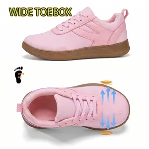Women's Minimalist Wide Toe Breathable Walking Shoes, Solid Color Knit Breathable Fabric, Flexible Not Easy Deform, Non-slip Silent Soft Sole, Camping Outdoor Leisure Walking, Morning Run Office Daily Use, Designed for Wide High Instep Feet