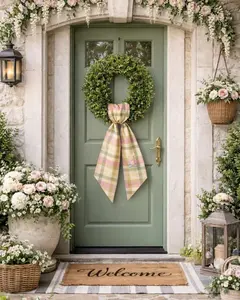 Personalized Wreath Sash, Custom Monogram Wreath Accent, Embroidered Door Decor, Spring Summer Entryway Decoration wreath sash, monogram door decor