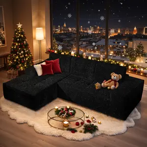 [2 Package Shipping】 POUUIN 115" Oversized Chaise Lounge Sofa，Galaxy StardustShimmer Plush Modular ，Cloud Sectional Couch with L-ShapeChaise,Upholstered Couches for Living RoomBedroomd， Convertible Loveseat Sofa Bed, Convertible Sleepe Modern Sleeper Sofa