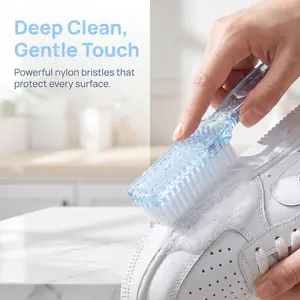 1pc Lightweight Small Handheld Cleaning Brush - Transparent Handle, Nylon Bristle Scrubber for Shoes, Kitchen & Bathroom