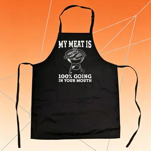 My Meat Is 100 Percent Going In Your Mouth Cookout Apron Sarcastic Graphic Novelty Grill Wear Funny Aprons Adjustable Household Items Graphic Print Patriotic Apron Funny Food Cover Novelty Cooking Aprons for Black -