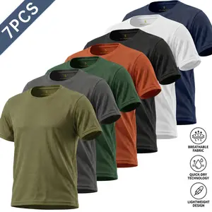 Men’s solid-color casual T-shirt pack of 7 — breathable, quick-drying, lightweight, and comfortable, suitable for summer sports and fitness wear