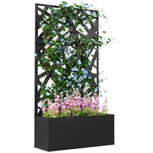 Metal Planter Box Raised Garden Bed - Decorative Privacy Screen, Wall-Mounted or Freestanding, 24"x9.1"x44.5" Garden Pot for Home Improvement