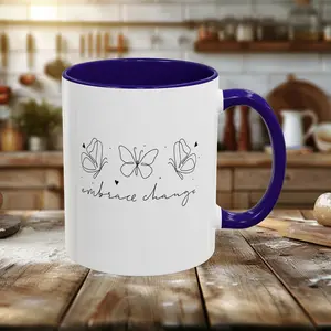 Colorful Mugs (11oz, 15oz) - Embrace Change - Growth Mindset Quote Ceramic Drinkware