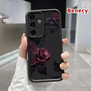 Phone Case Compatible with Samsung Galaxy S23 Ultra S24 Plus S25 S22+ Dark floral elegance Anti-Scratch Shockproof Soft Silicone Protective Cover
