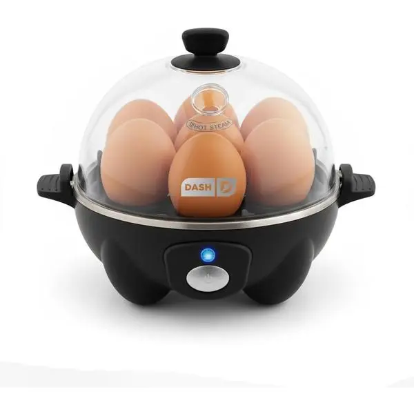 Dash Rapid Egg Cooker, 7 Hard Boiled Eggs, Black | Electric Egg Poacher, Boiler, Steamer & Omelette Maker Machine, Soft or Poached Eggs for Breakfast, Auto Shut-Off, BPA-Free