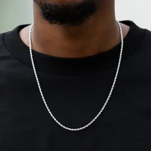 GLD 2mm Rope Chain Necklace | 14k White Gold Plating 16-30" Length 14k Plated Chain Lifetime Guarentee