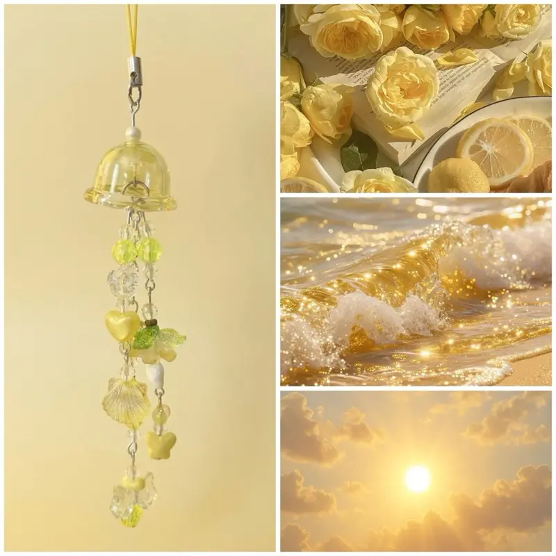 Y2K Light Yellow Jellyfish Phone Charm Strap