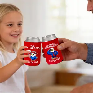 Funny Gag Gift Can Cooler 2-Pack  Father's Day, Birthday & Anniversary Beer Sleeves for Husband/Dad | Novelty Drink Holder