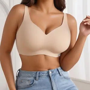 CELILIN Jelly Wireless Bra Womens Comfortable Wireless Bras Push Up Bralettes Seamless Tshirts Bras Deep V Everyday Bras summerwins