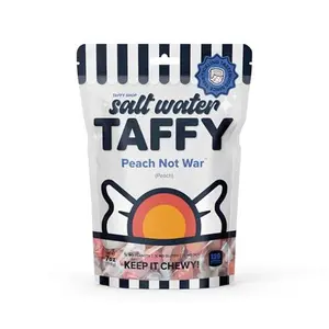Taffy Shop Peach Not War, Peach Salt Water Taffy – Gourmet Soft Chewy Candy, Bulk Sweet Snack, Fresh Gift & Gluten-Free, 35 Individually Wrapped Pieces (7oz)