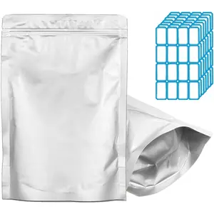 100 count 1 Pint Mylar Bags - Thick 10 Mil - 5.5"x7.5" Stand Up Zipper Pouches Bags, Resealable and Heat Sealable Vacuum Sealing Bag for Long Term  Storage