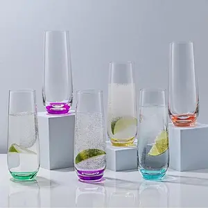 Joyjolt Hue 6-pc. Colored Stemless 9.4 oz. Champagne Flute Glass