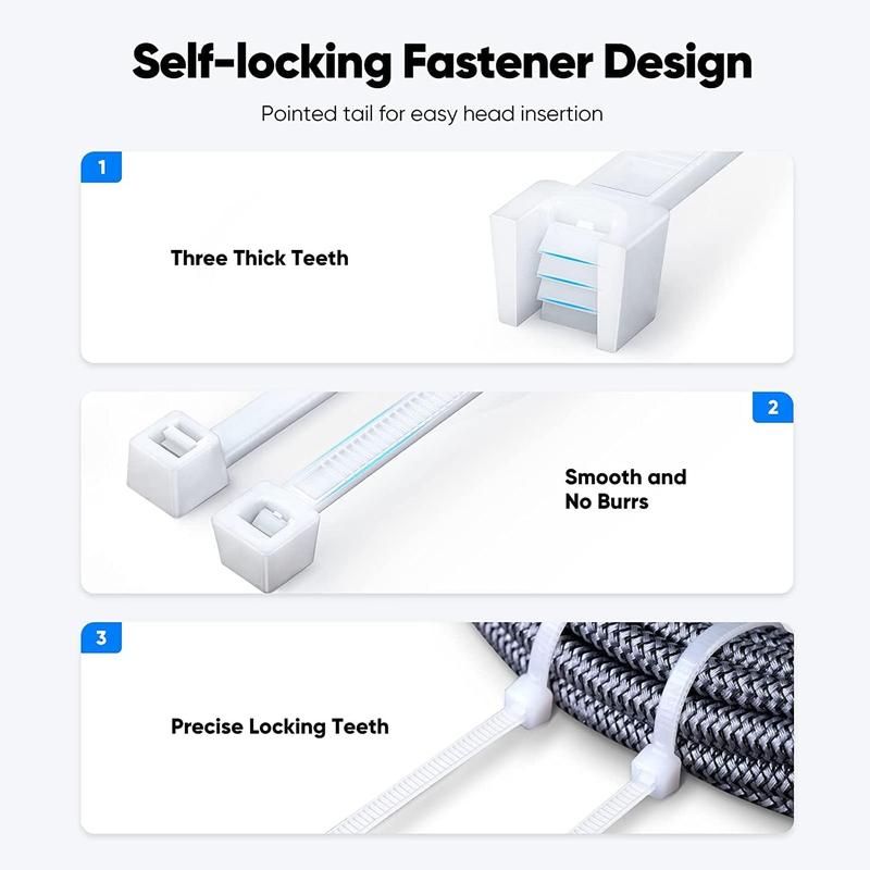 Zip Ties Assorted Sizes 400 Pack 4/6/8/12 Inch Cable Ties Heavy Duty Plastic Wire Ties UV Resistant Zipties Black Small Zip Tie Wraps Assortment Cord Management for Home, Office, Gardening