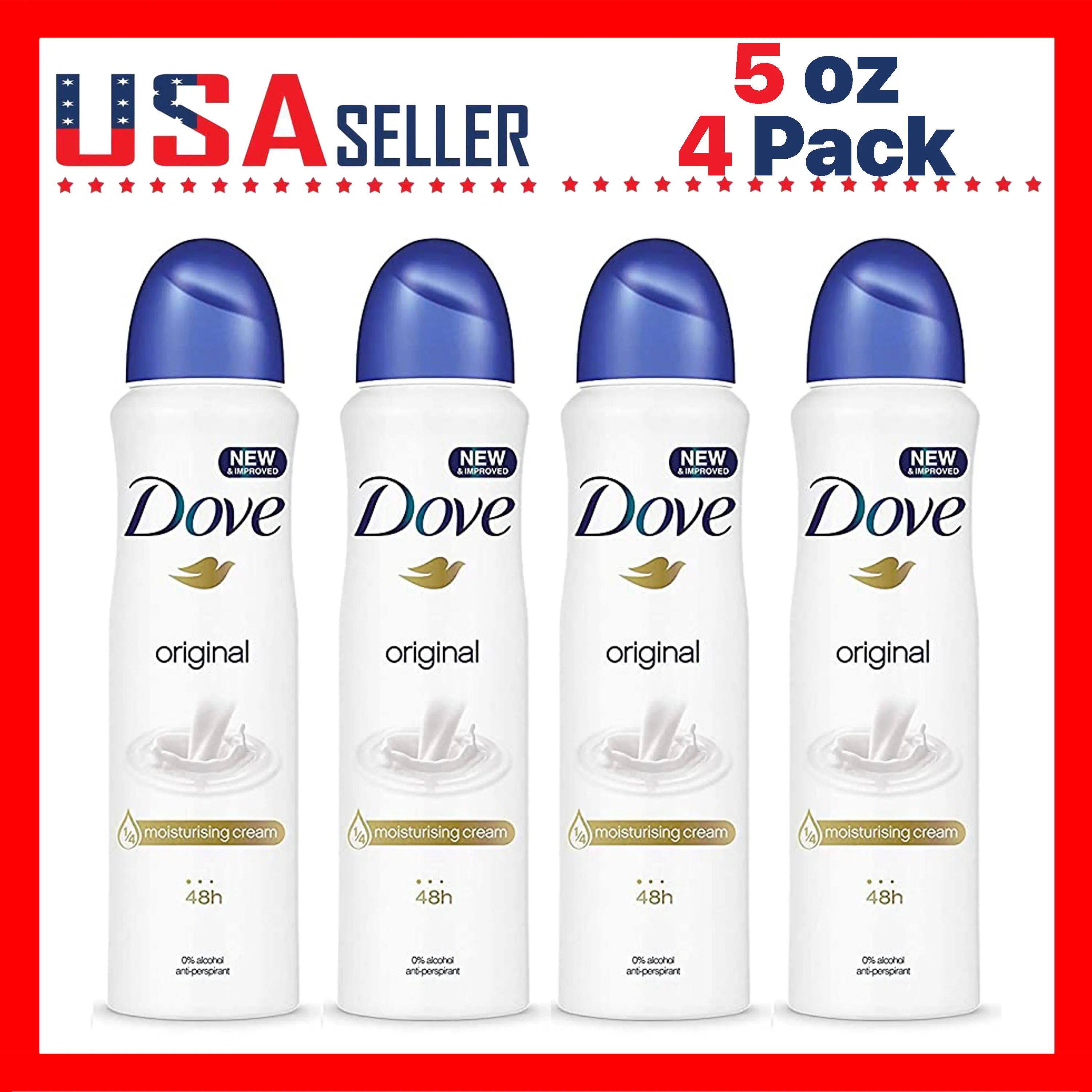 Dove Original Aerosol Spray Deodorant 150ml / 5.07oz x [4 Pack] – Fresh Clean Scent, 48H Odor Protection, Alcohol-Free Antiperspirant Body Spray with 1/4 Moisturizing Cream, Gentle Daily Underarm Care for Men & Women, Smooth Soft Skin